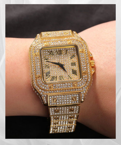 Full diamond quartz watch