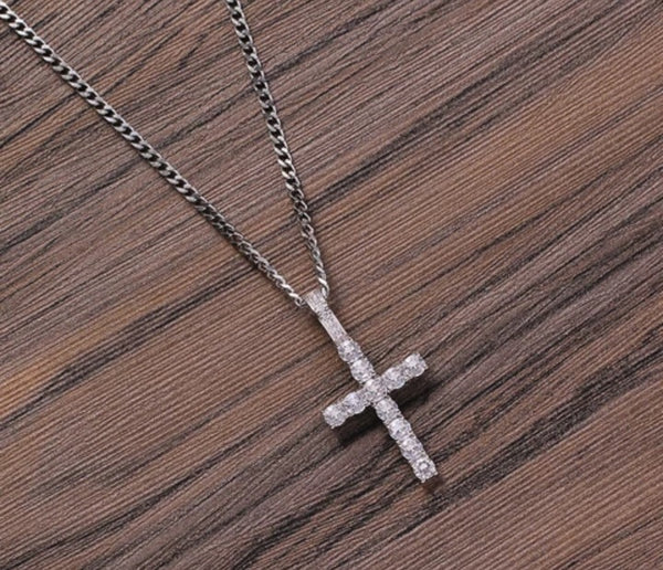 Diamond cross chain necklace